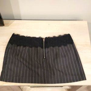 Grey pinstripe lace mini skirt